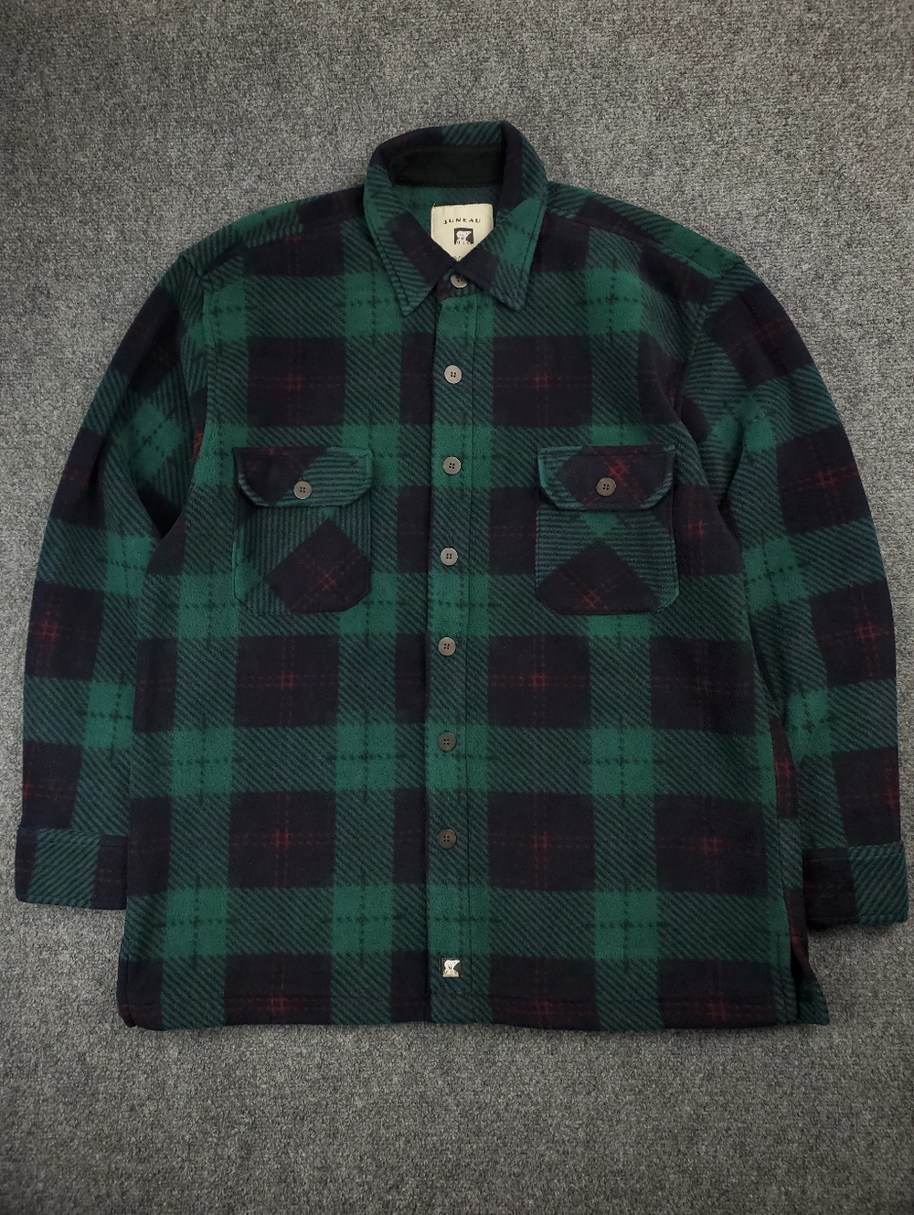 Juneau Flannel Shirt Jacket Mens Large Thick Fleece Button Up Shacket Plaid